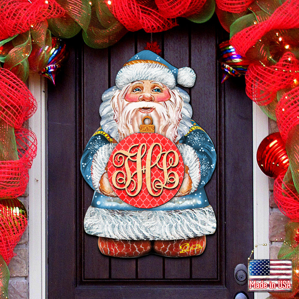 Merry Christmas Santa Red Ball Personalized Door Hanger