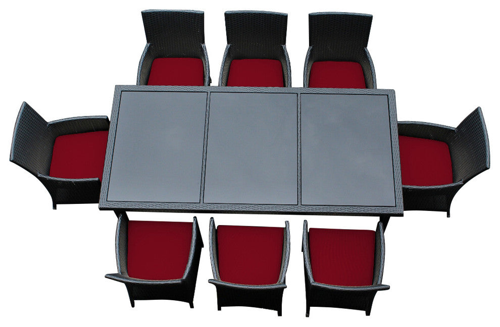 Ohana 9-Piece Dining Set, Red, Black