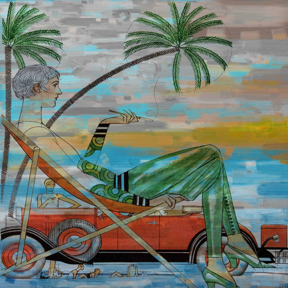"Lounging" Print on Canvas, 32"x32"