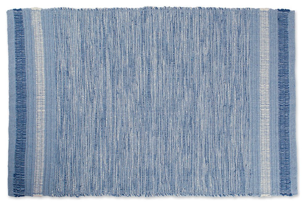 DII Varigated Blue Recycled Yarn Rug 2'x3'