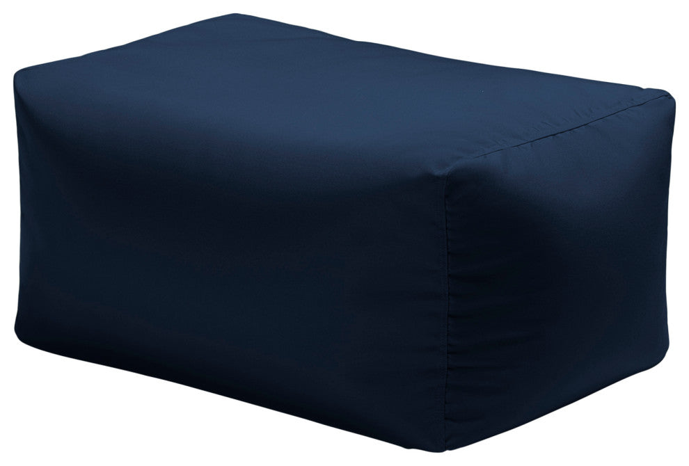 Leon Outdoor Patio Bean Bag Ottoman, Navy