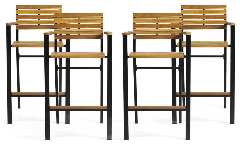 Davian Industrial Acacia Wood Barstool, Set of 4