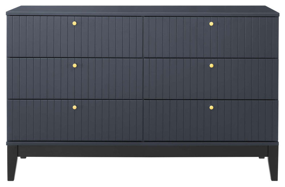 Platform Bed Dresser Chest Nightstand Set, Queen, Blue, Wood, Modern