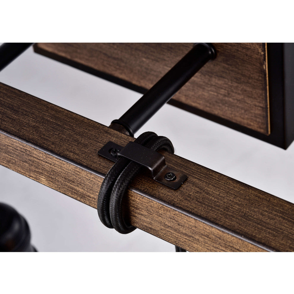 Amber 6-light Wall Sconce in Antique Black and Faux Wood Grain Finish