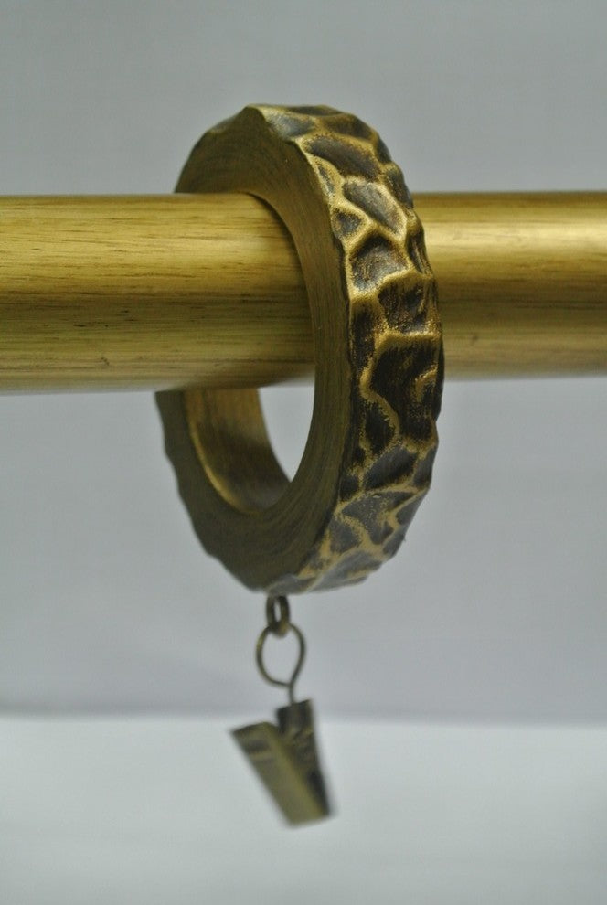 Set of 7 1 3/4" Hammered Designer Curtain Rings, Renaissance Gold