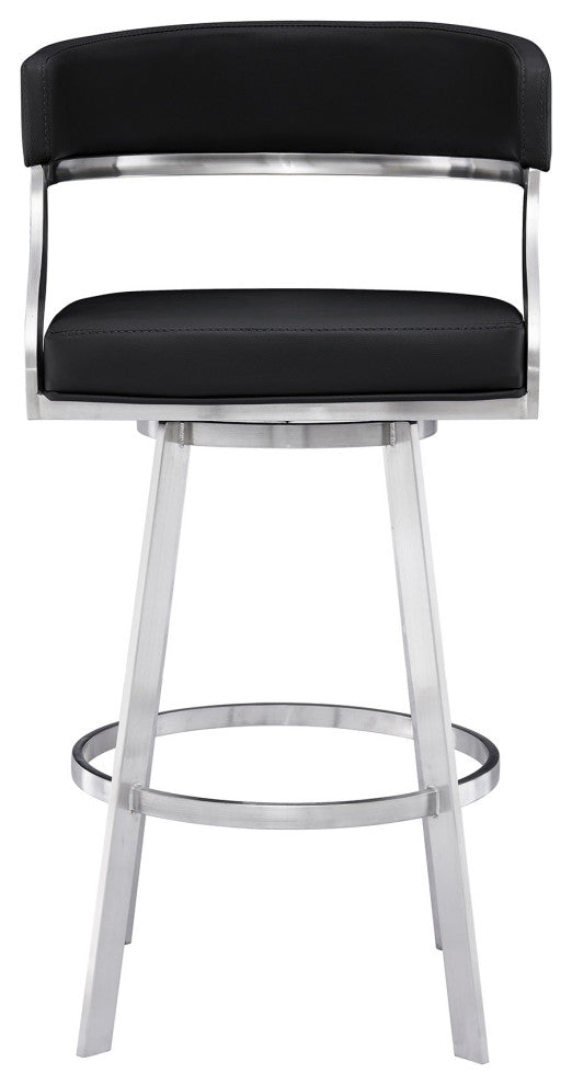 Saturn Contemporary 30" Bar Height Barstool in Brushed Stainless Steel Finish