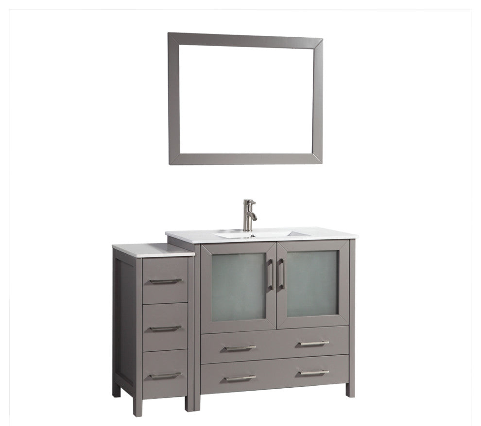 Vanity Art Vanity Set With Ceramic Top, 48", Gray, Standard Mirror
