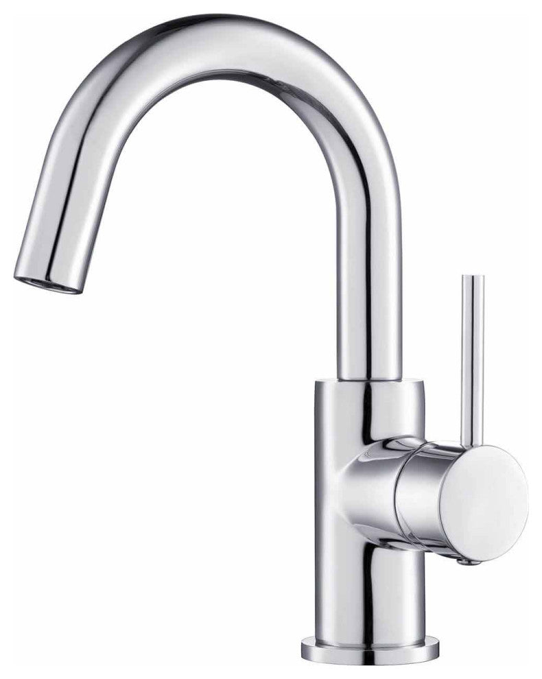 Circular Single Handle High-arc Bathroom Sink Faucet With Drain, Chrome