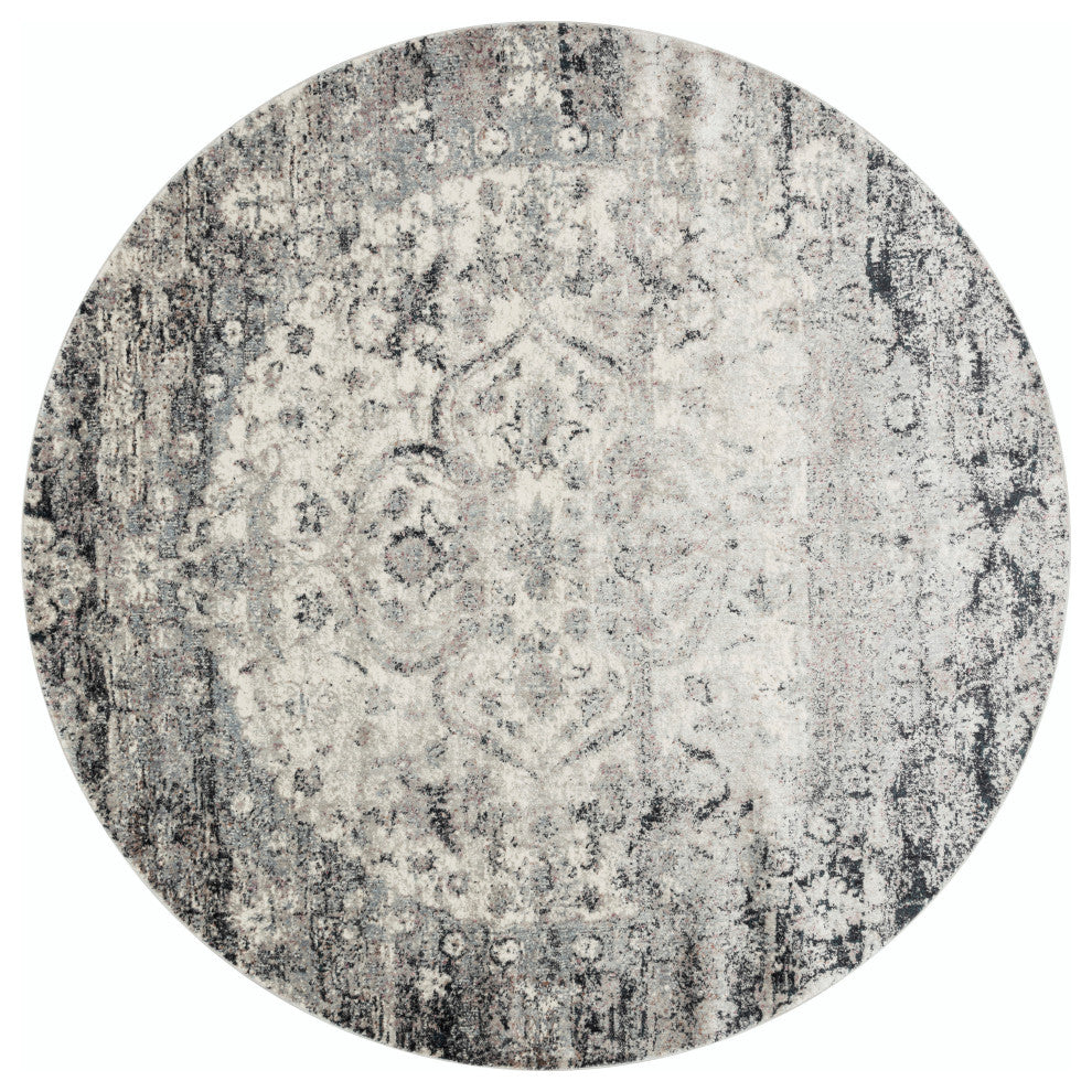 Anastasia Rug, Ink/Ivory, 1'6"x1'6" Sample Swatch