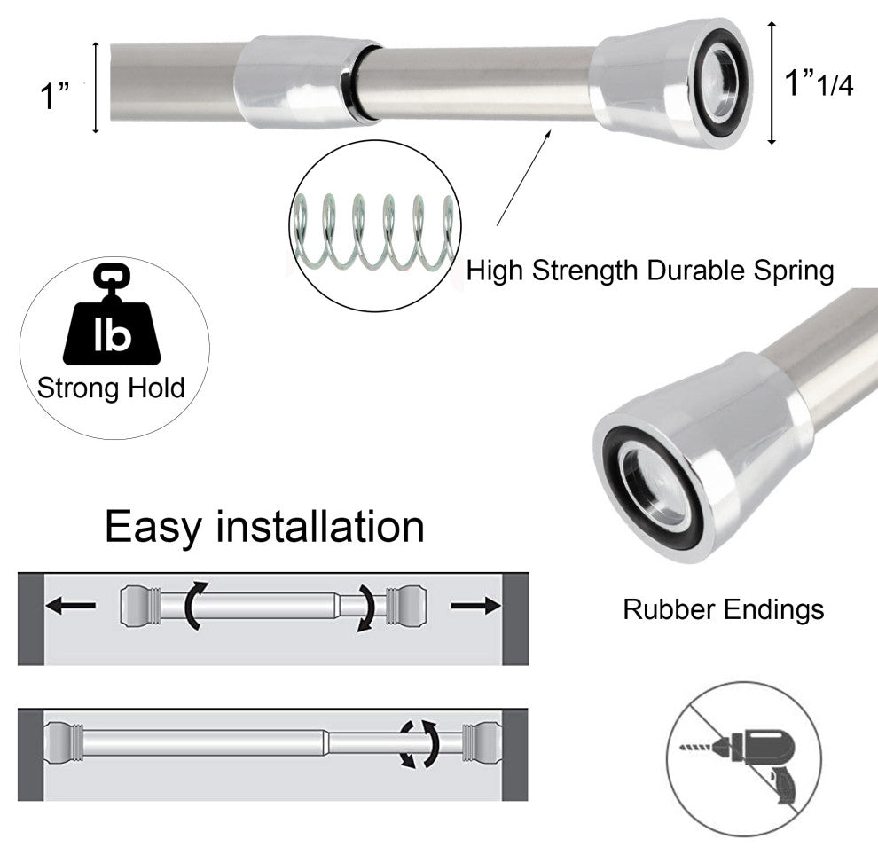Tension Adjustable Shower Curtain Rod 43-79 Inches, Stainless Steel Chrome