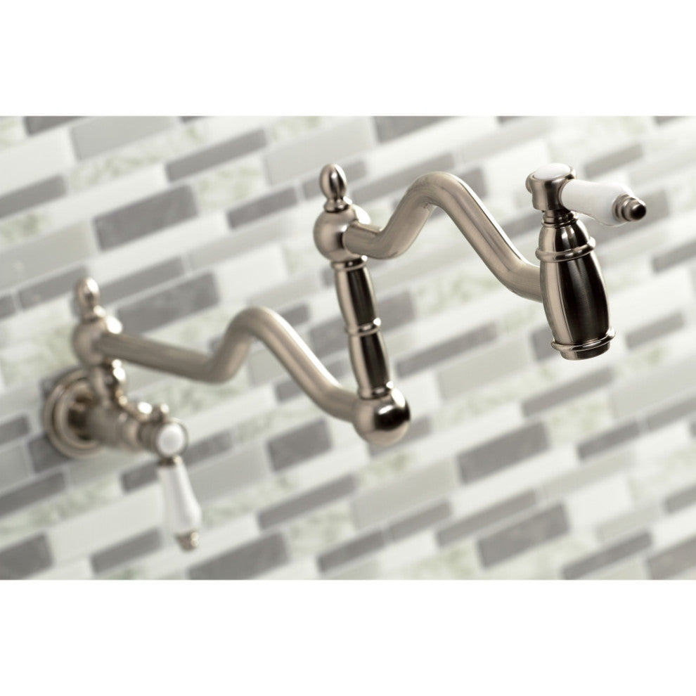 Kingston Brass KS2108BPL Bel Air Wall Mount Pot Filler, Brushed Nickel