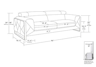 Trento Genuine Italian Leather Modern Sofa Black