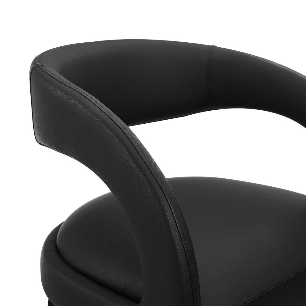 Pinnacle Vegan Leather Bar Stool Set of 2, Black Black