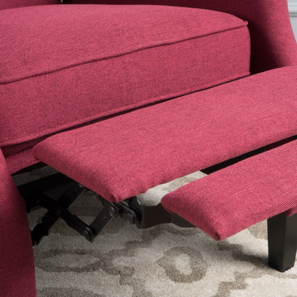 GDF Studio Weyland Contemporary Fabric Wingback Pushback Recliner, Deep Red