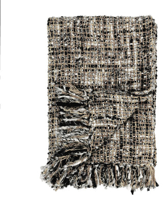 Porter Recycled Cotton Blend Throw Blanket Blanket, Black