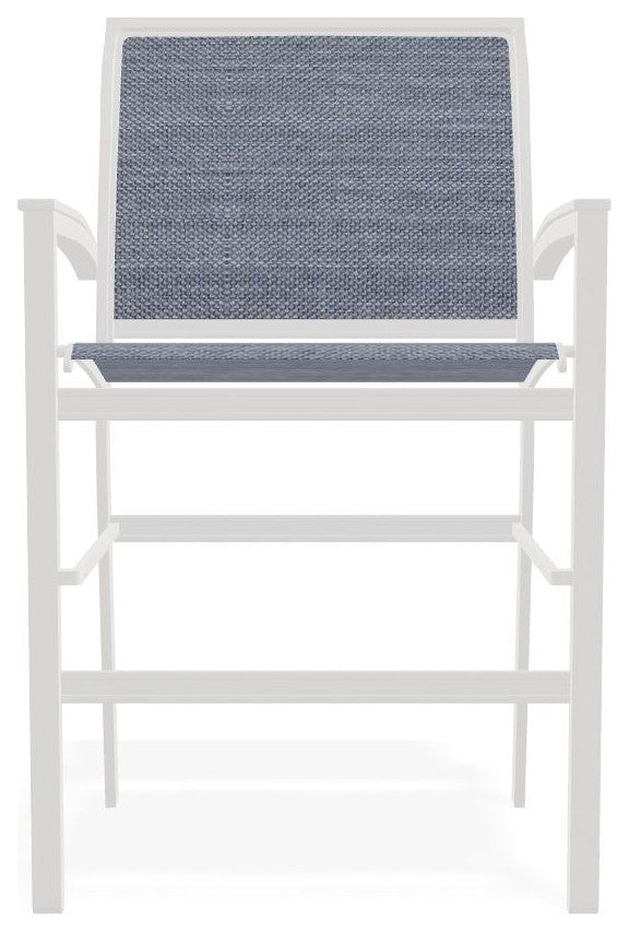 Bazza Sling Balcony Height Stackable Outdoor Stool, Augustine Denim/Snow