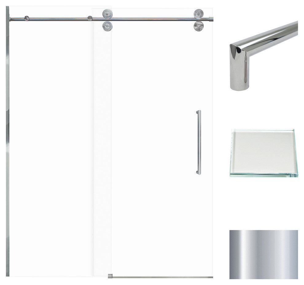 Teegan Plus Sliding Shower Door, Fixed, Clear Glass, Polished Chrome, Turin