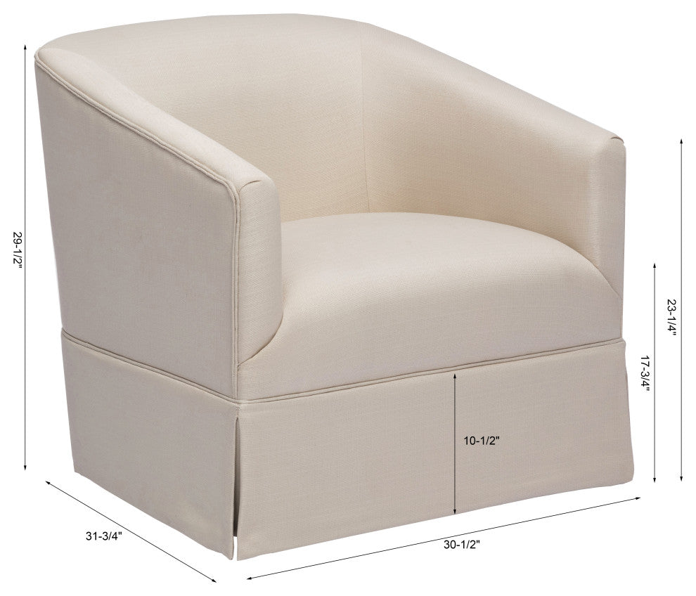 Elm Skirted Swivel Chair, Linen