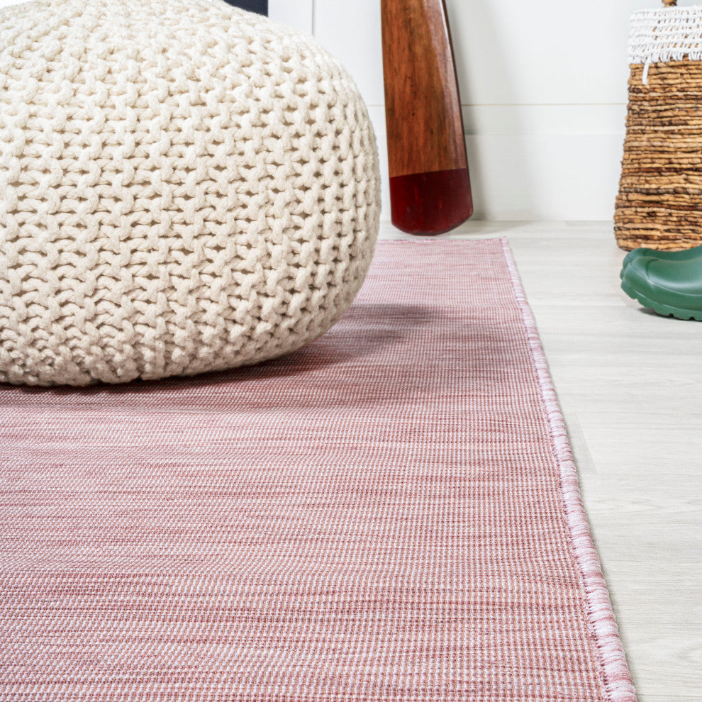 Ethan Modern Flatweave Solid, Pink, 9 X 12