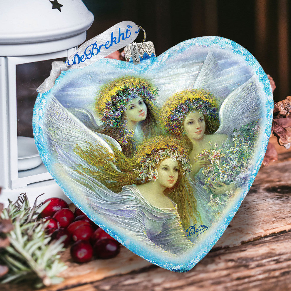 Hand Painted Scenic Glass Ornament Limited Edition Three Angels