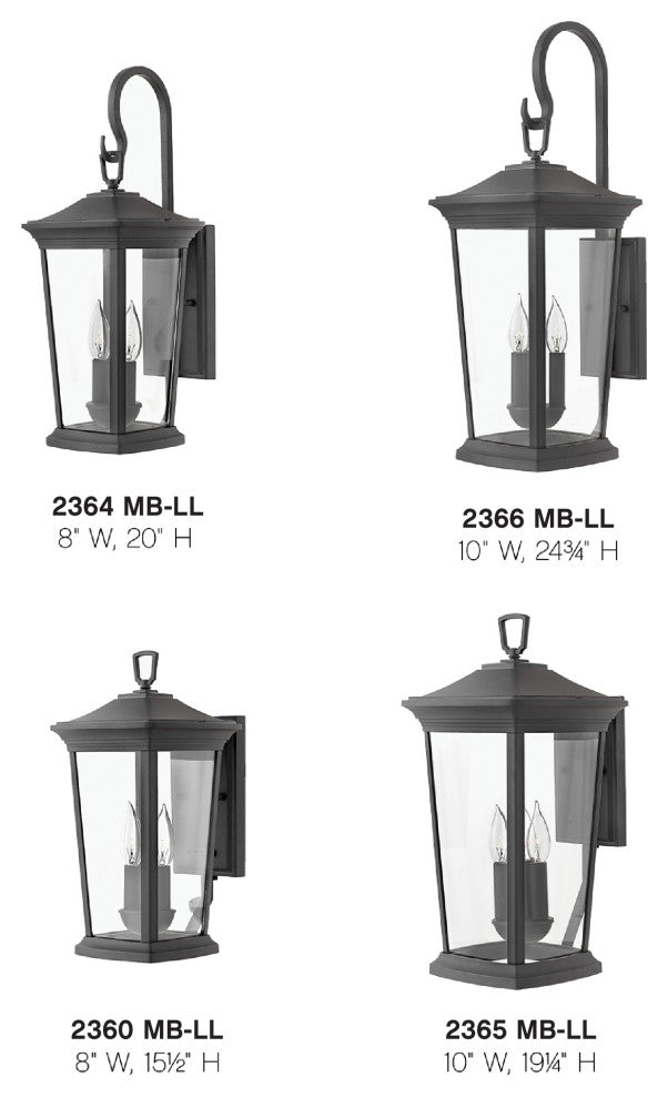Hinkley Bromley Medium Wall Mount Lantern, Museum Black