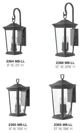 Hinkley Bromley Medium Wall Mount Lantern, Museum Black