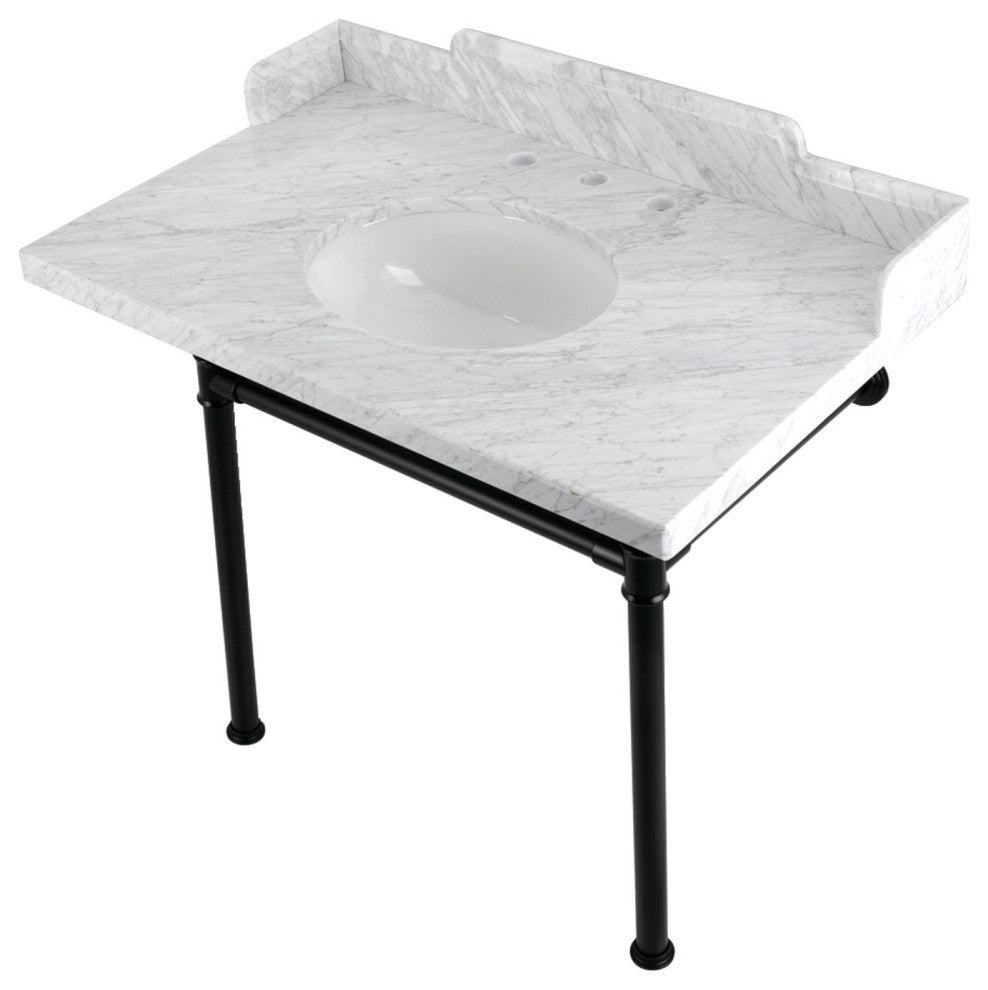 Kingston Brass LMS3622M80ST 36" Carrara Marble Console Sink, Legs