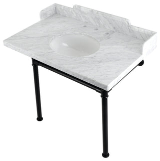 Kingston Brass LMS3622M80ST 36" Carrara Marble Console Sink, Legs