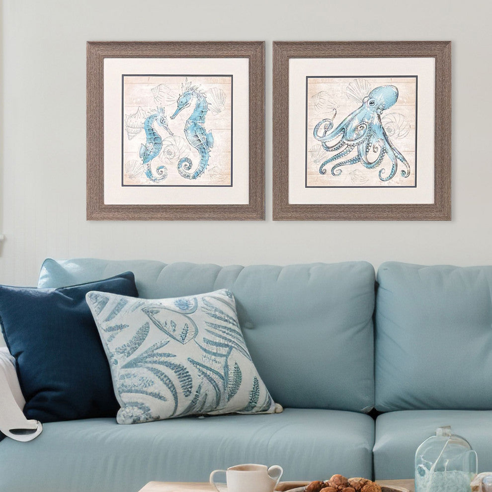 Water Creatures Framed Art, 2-Piece Set