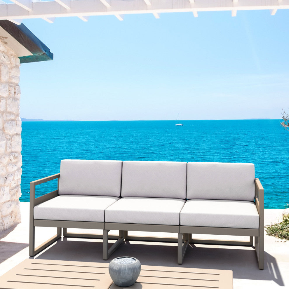 Mykonos Patio Sofa Taupe With Acrylic Fabric Natural Cushion