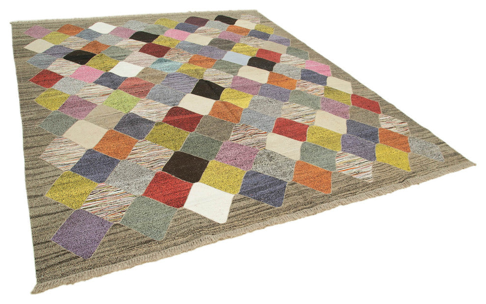 Rug N Carpet - Handmade Turkish 8' 6'' x 10' 0'' Modern Design Wool Kilim Rug
