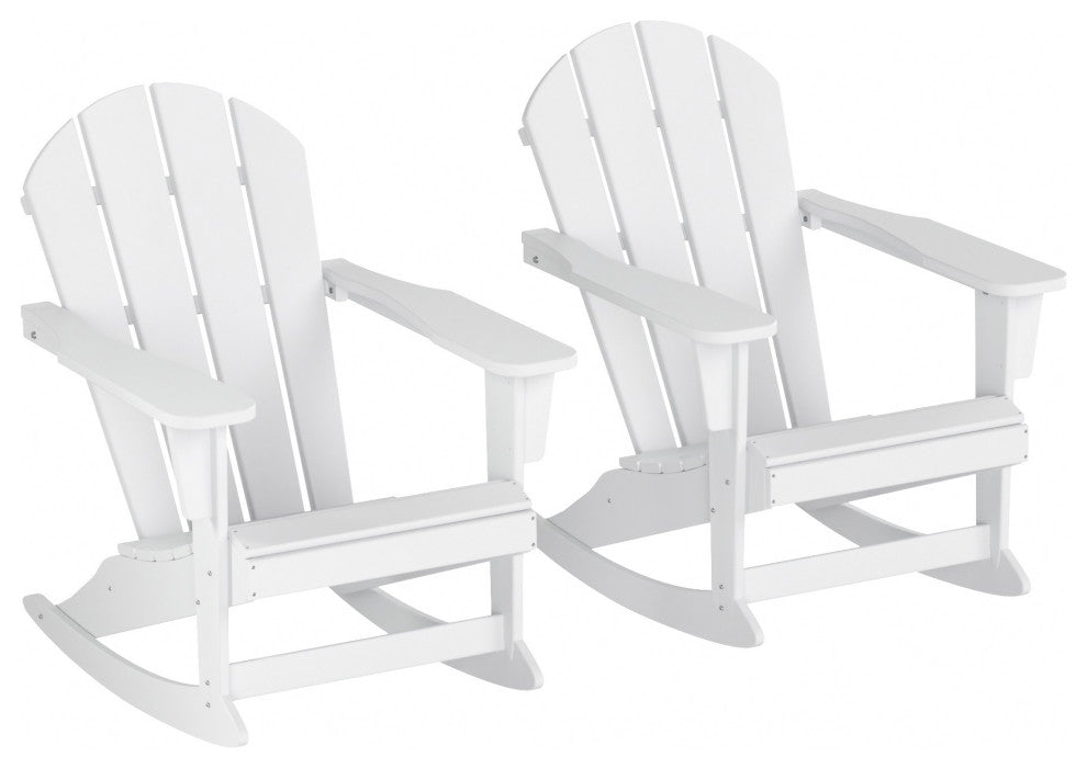 WestinTrends 2PC Outdoor Patio Porch Rocker Classic Adirondack Rocking Chair Set, White