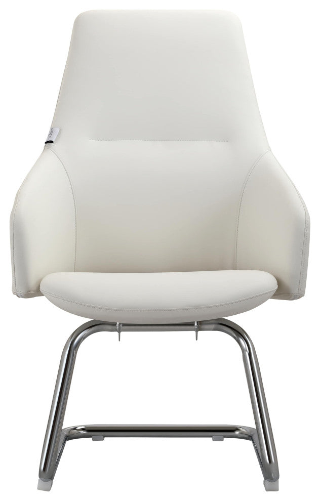 LeisureMod Celeste Leather Conference Office Chair With and Armrest, White