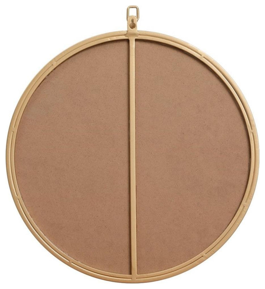 Elegant Decor Eternity 18" Round Mid Century Metal Frame Hooked Mirror in Brass