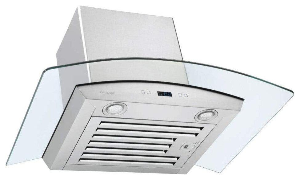CAVALIERE 30" Glass Canopy Range Hood 900 CFM Brushed Stainless Steel LED