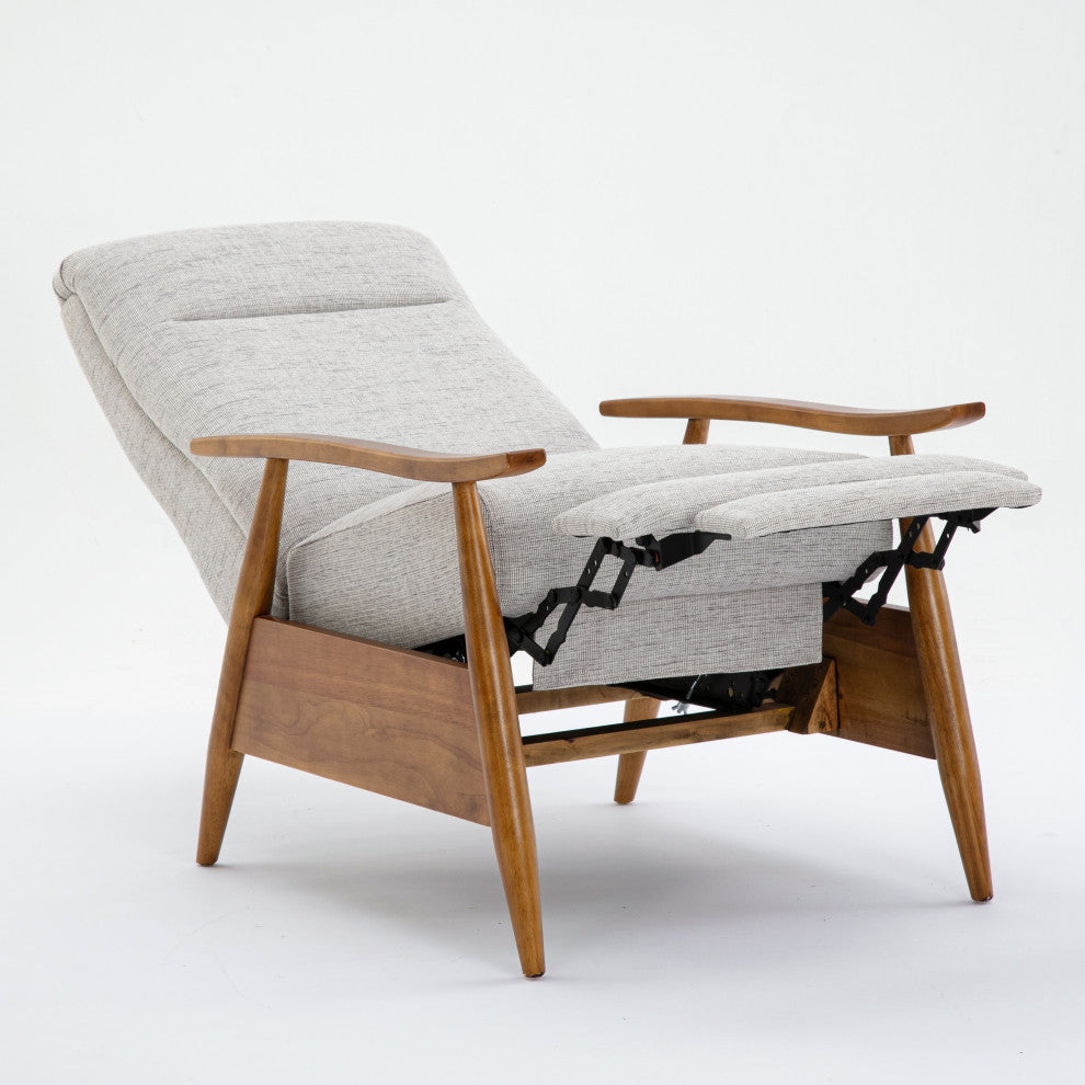 Terni Wood Arm Push Back Recliner, Performance Fabric, Sea Oat