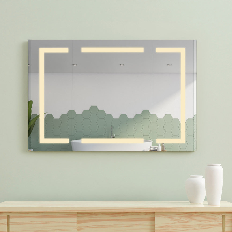 Bojano Frameless Surface-Mount/Recessed LED Lighted Medicine Cabinet, 48"