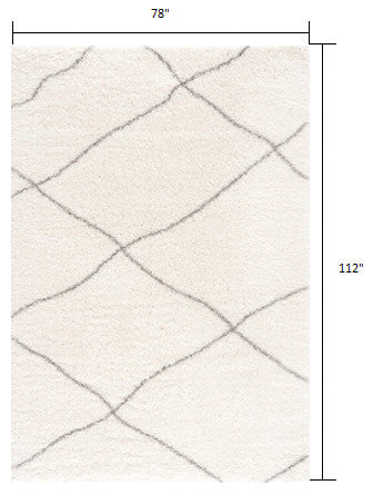 7"x9" Ivory Modern Uneven Lattice Area Rug