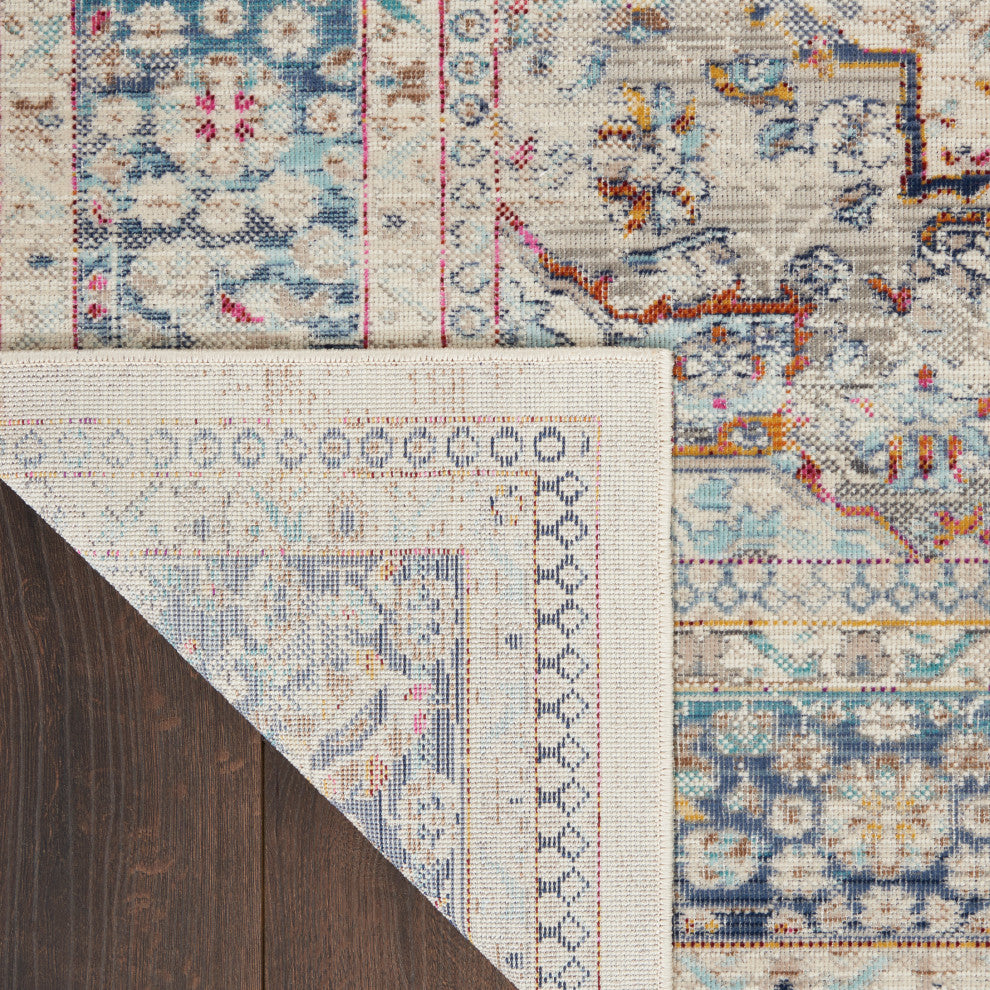 Nourison Vintage Kashan 2' x 4' Ivory Blue Vintage Indoor Rug