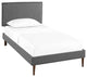 Modway Camille Twin Fabric Platform Bed With Round Tapered Legs, Gray