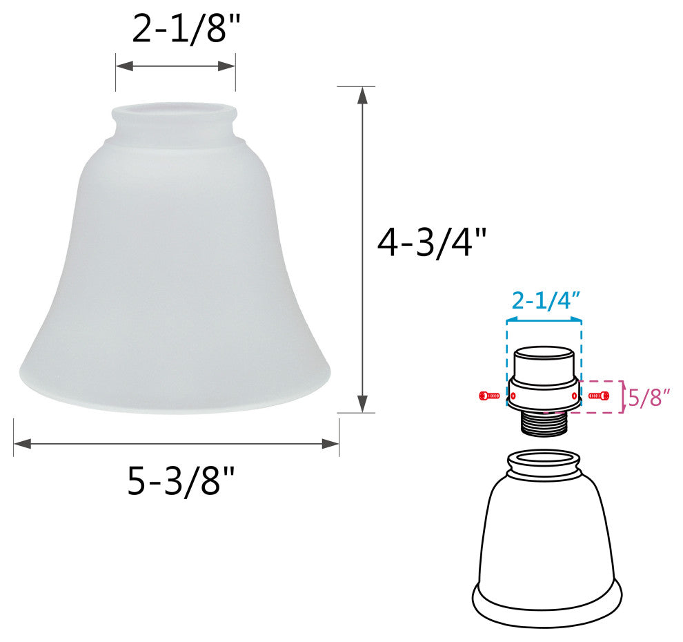 Aspen Creative 23026-4 Replacement Bell Shaped Frosted Glass Shade 4 Pack