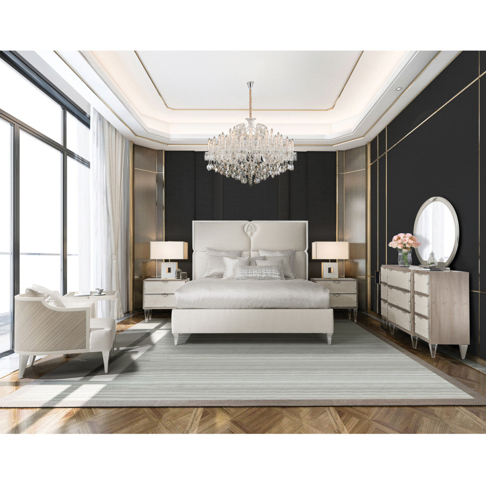 Camden Court, Dresser and Oval Mirror, Pearl