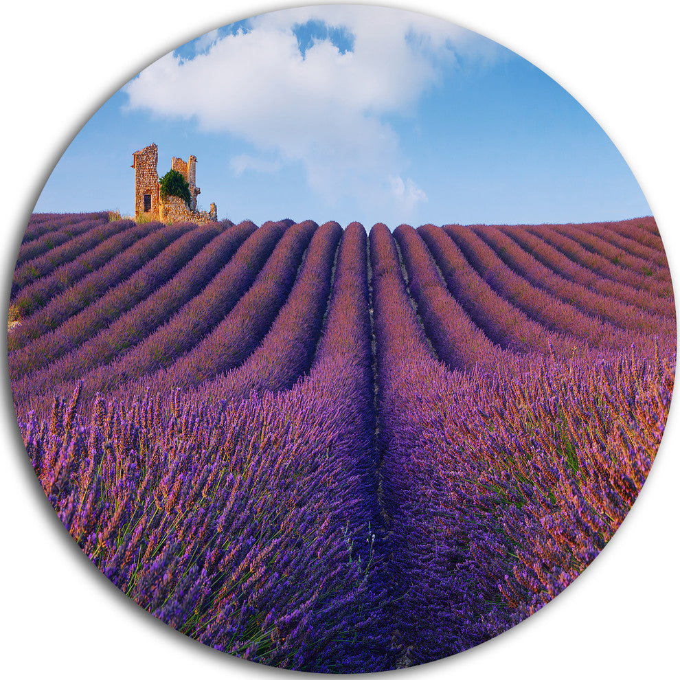 Purple Lavender Field, Landscape Photography Round Wall Art, 38"