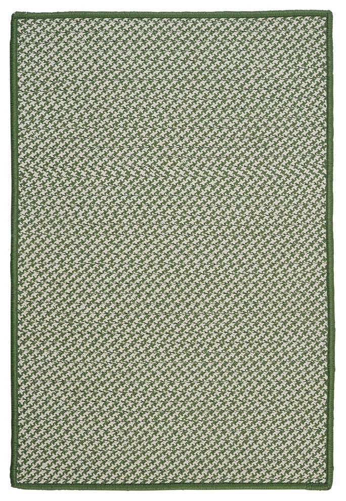 Outdoor Houndstooth Tweed Rug, Leaf Green, 14"x17" Swatch Sample