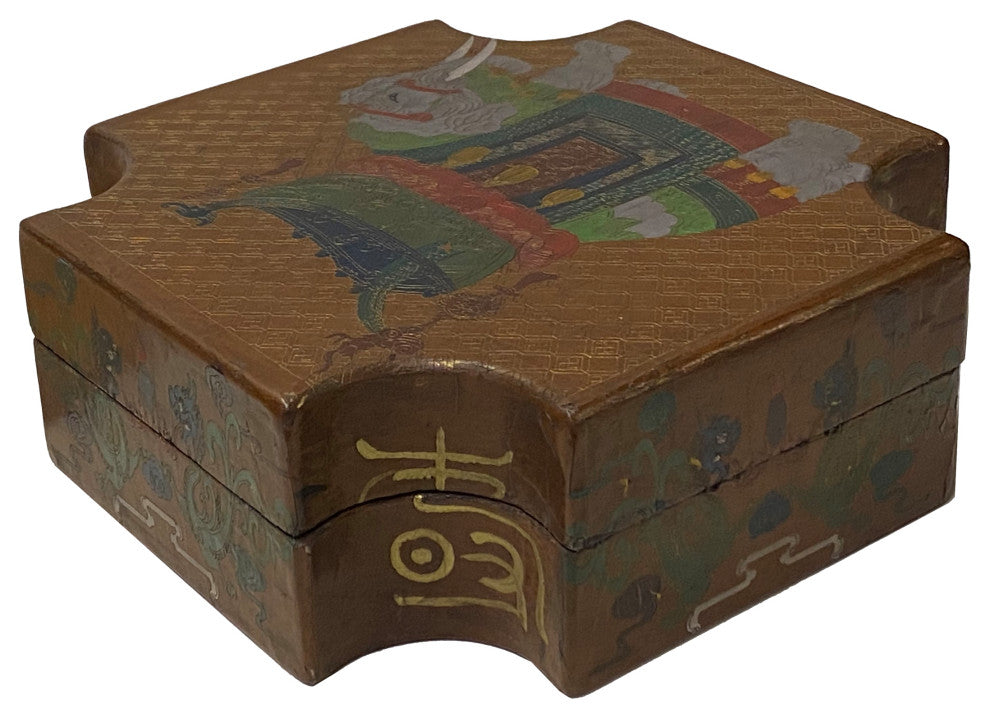 Chinese Light Copper Brown Elephant Graphic Box Hws1978
