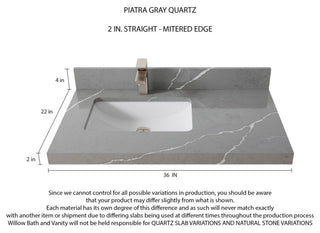 Cambridge 36 Left Offset Bath Vanity in Coventry Gray 2" Piatra Gray