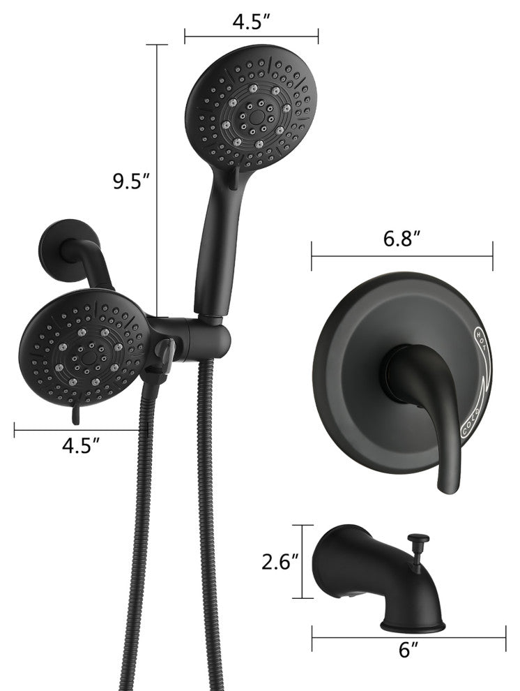 5 inch Wall-Mounted Round Shower System with Handheld Shower and head shower and
