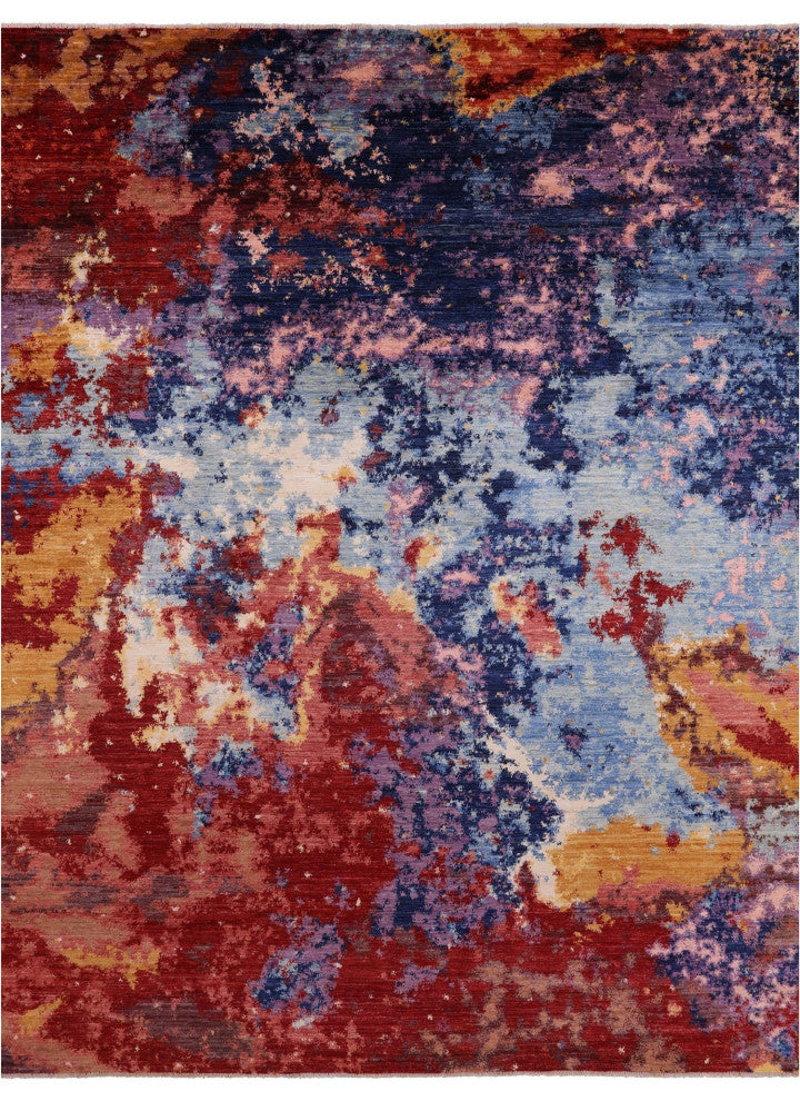 9' 0" X 11' 8" Hand Knotted Modern Abstract Wool Rug - Q12414
