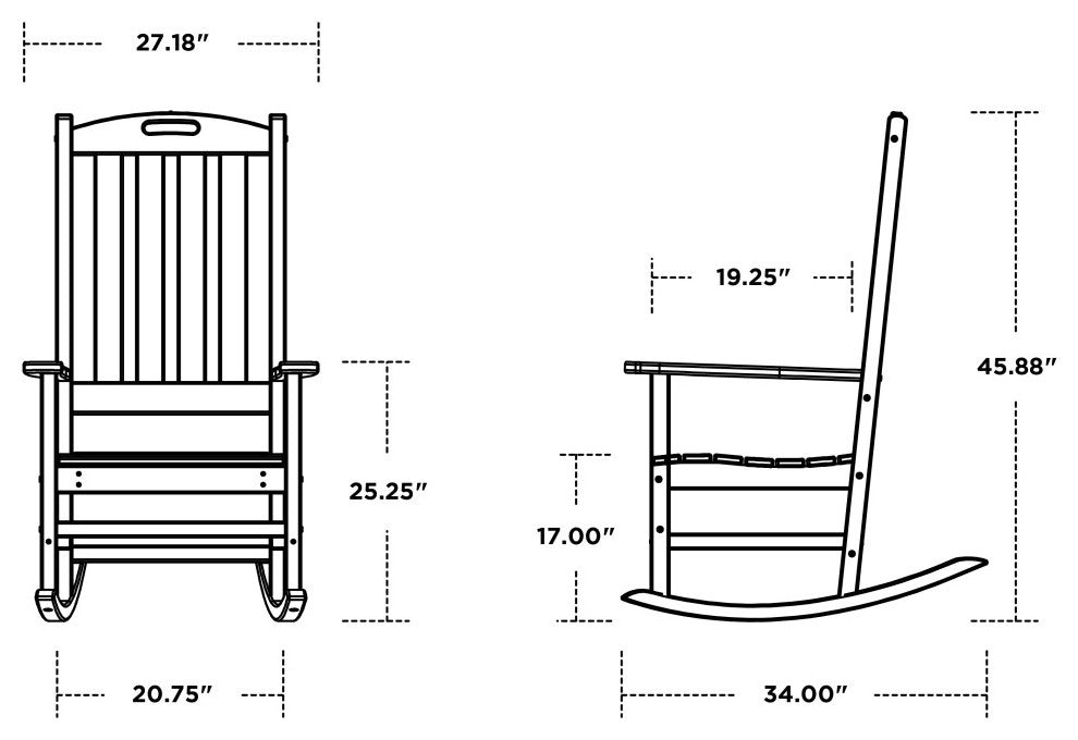 Polywood Nautical Porch Rocking Chair, Mahogany