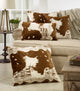 Urban Faux Cowhide Throw Pillow, Brown, 18", Poly Filled